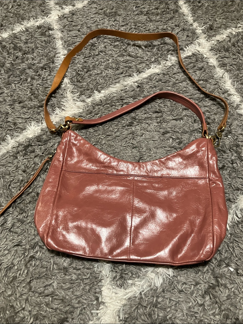 Leather Crossbody Bag in Dusty Rose